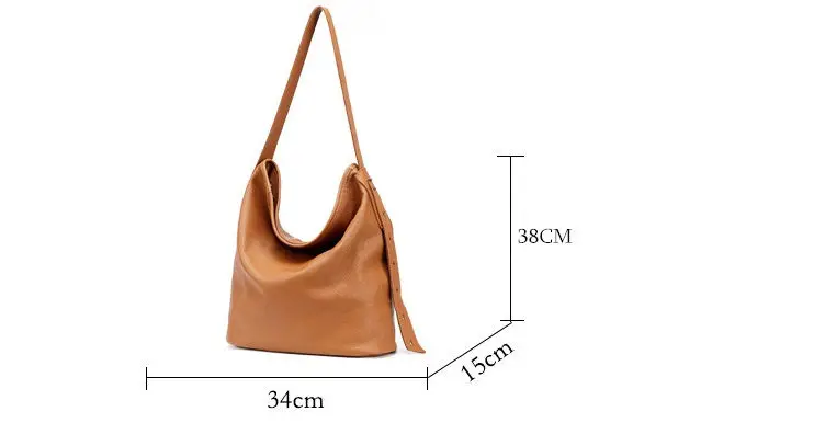 Для женщин сумки на плечо из мягкой натуральной кожи сумка-мешок женская Повседневное Tote роскошный классический коричневый длинный ремень