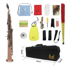 High Quality LADE WSS-899 Professional Red Bronze Straight Bb Soprano Saxophone Woodwing Instrument