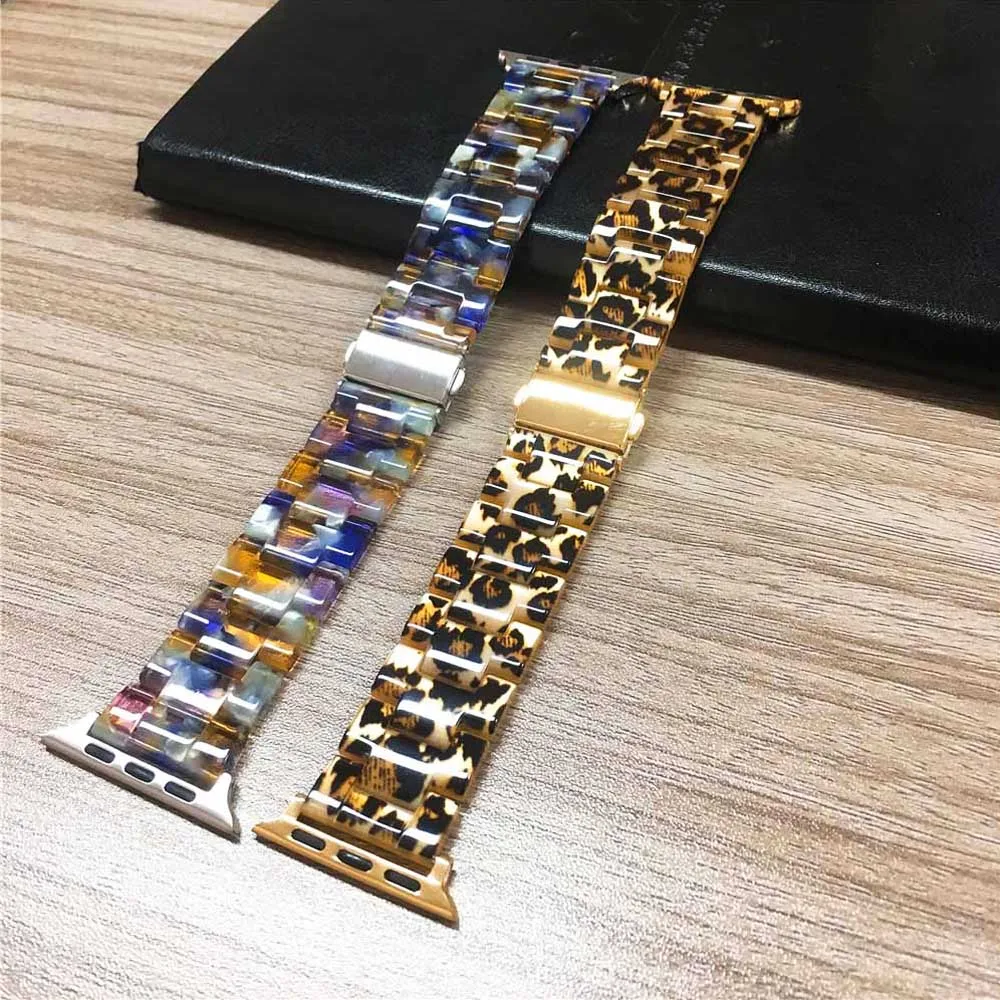 Модный ремешок из смолы для Apple Watch SE Band 40 мм 44 38 42 легкая серия 6 5 4 3 2 браслет iWatch