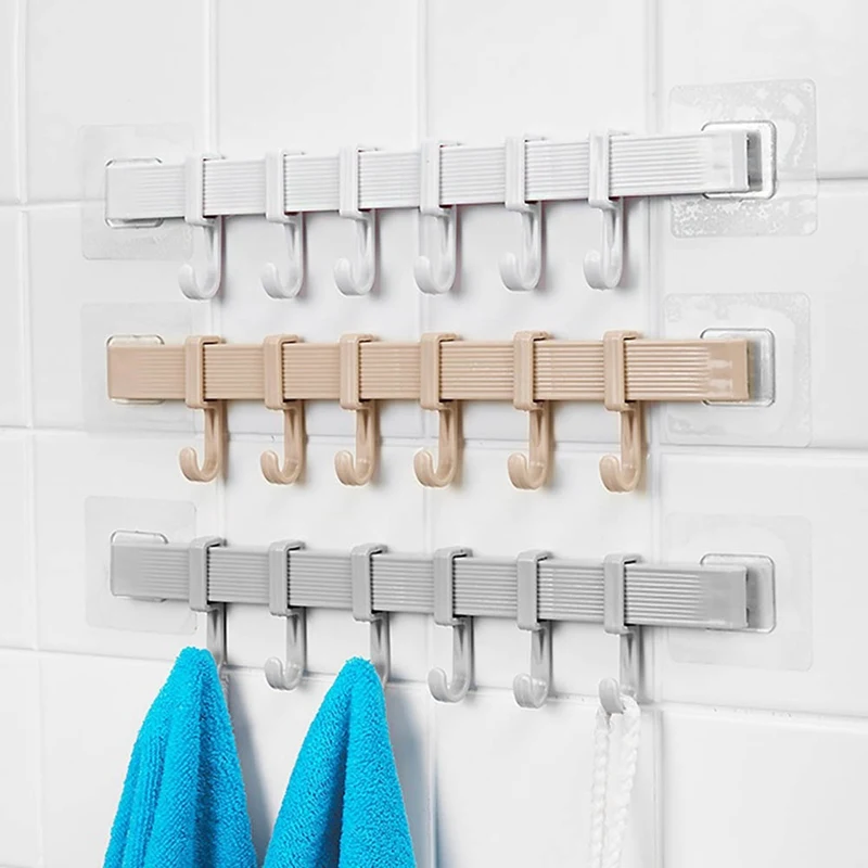 Вешалки шесть крючков ряд Заблокированные присоски многофункциональные регулируемые настенные крючки для ванной кухни дома отеля клуба