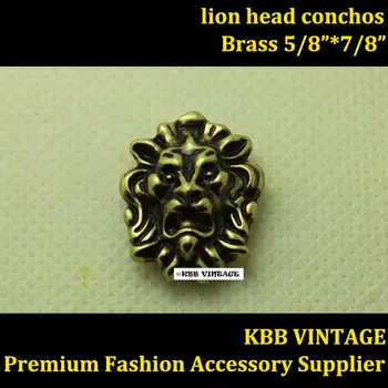 

10pc Small Lion-Head Conchos Screwback Conchos Leathercraft Antique-Bronze