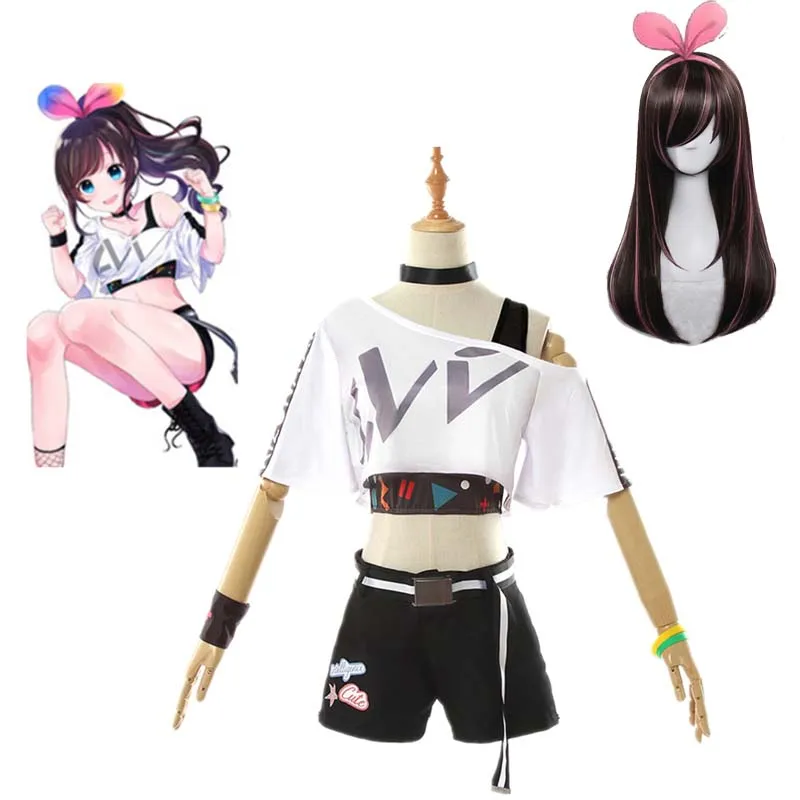 

2019 Anime First Virtual YouTuber Cosplay Costume Kizuna AI Costume Vtuber Hello World Uniform Women Cosplay Costume Outfit