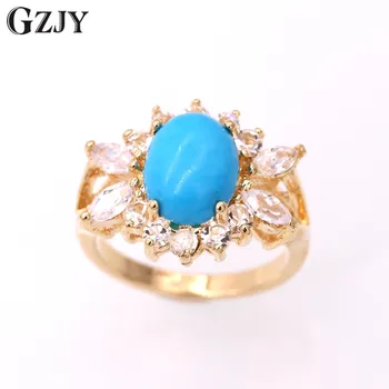 

GZJY Fashion Charms Blue Stone Pendant AAA Zircon Gold Color Necklace Pendant For Women Wedding Party Jewelry Gift of Love
