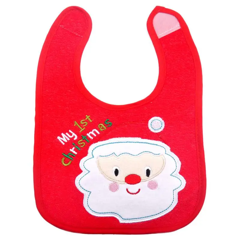 

Christmas Baby Bibs Cute Cartoon Embroidered Toddler Baby Waterproof Saliva Towel Cotton Fit 0-3 Years Old Infant Feeding S3