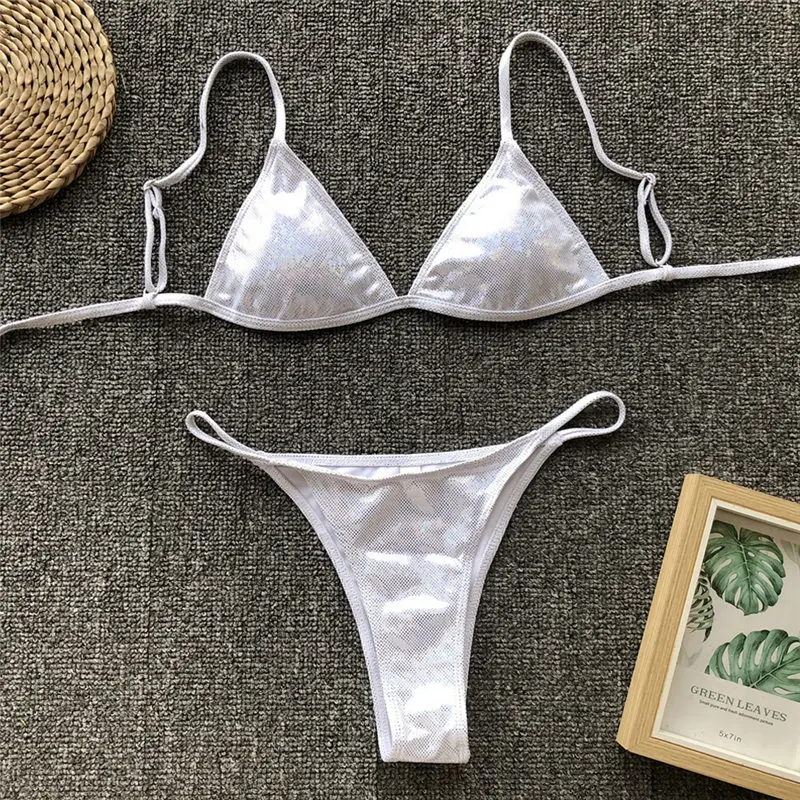

2019 Sexy Women Bling Bikini Push Up Swimsuit Padded Swimwear Bathing Suit Swimming Beachwear Summer Triangle Sling Bikini