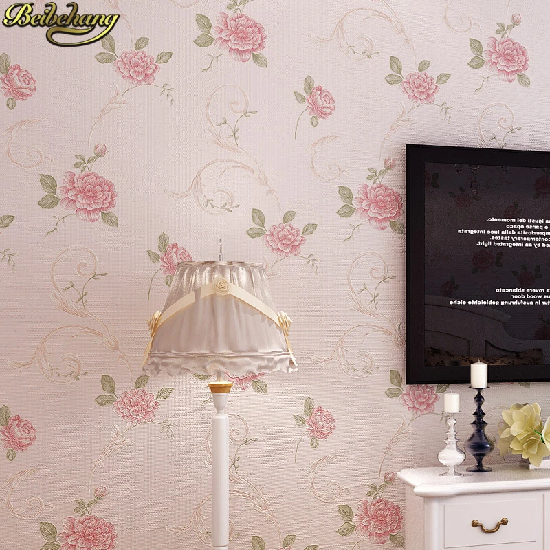 

beibehang Pastoral flower wallpapers for living room Luxury floral Wall paper roll wallpaper for kids room pink beige purple 3D