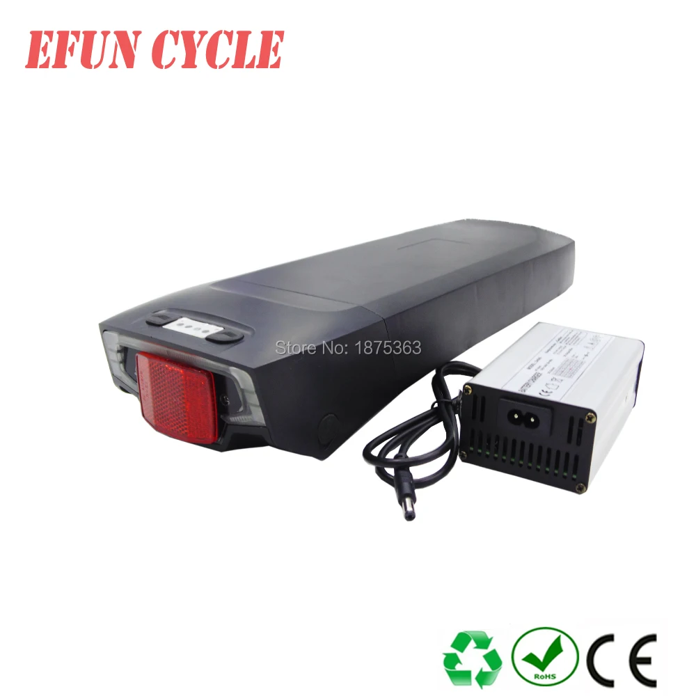 

Free shipping for trekking ebike rear rack Lithium ion 36V 14.5Ah battery with back light compitable with BBS02 mid drive motor
