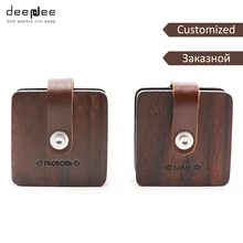 DEEPDEE Customized Earphone Cable Winder Wrapped Leather Wood Headphone Wrap Earbuds Cord Clips Holder Cable Storage