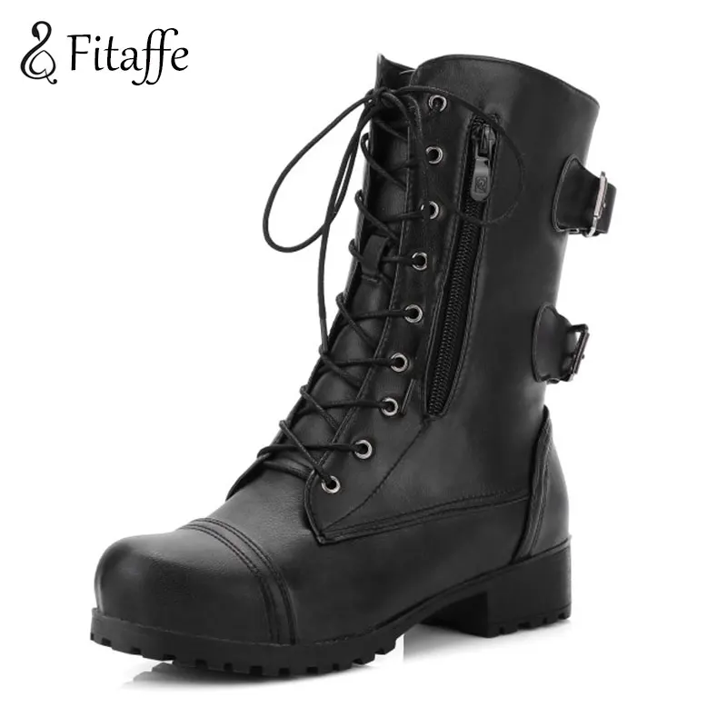 mid calf chunky heel boots