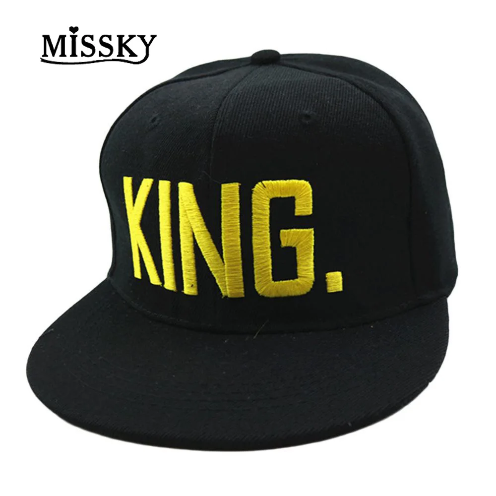 

MISSKY Fashion QUEEN Letter Printing Sports Hip Hop Cap Unisex Adjustable Camping Traveling Hat Letter King Queen Caps SAN0