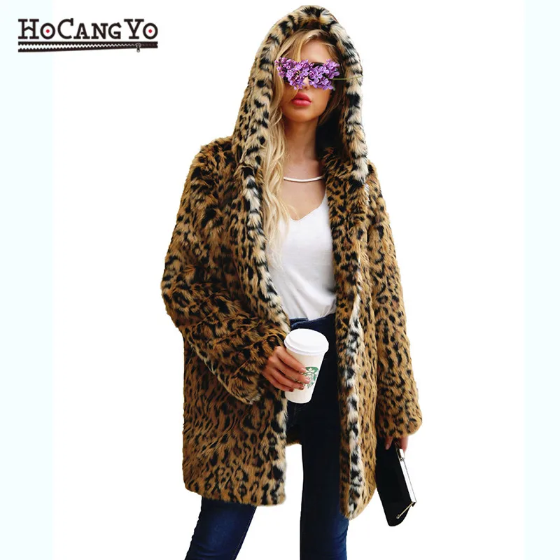 De Fourrure À Leopard Capuche Fausse Outwear Et Hcyo Manteau Automne Manteaux Peluche Femme Femmes Chaud Léopard Hiver En Doux Vestes XYBqwI