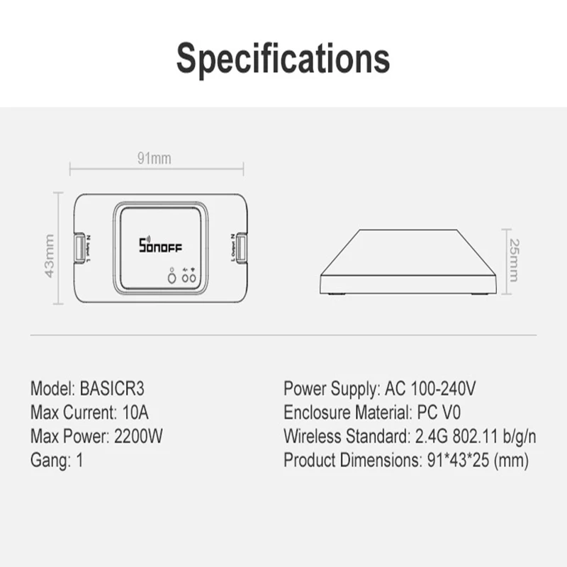Peças com Alexa Funciona com 10 Sonoff Interruptor Inteligente Básico Diy Wifi App - Lan Controle Remoto Casa Temporizador Google Home r3 - Image 3
