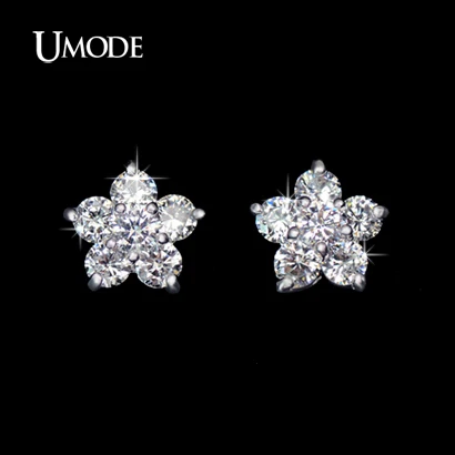 

UMODE Brand Cheap Jewelry Earings Top Quality AAA+ CZ Diamond Flower Stud Earrings For Women Wedding Party brincos AUE0080
