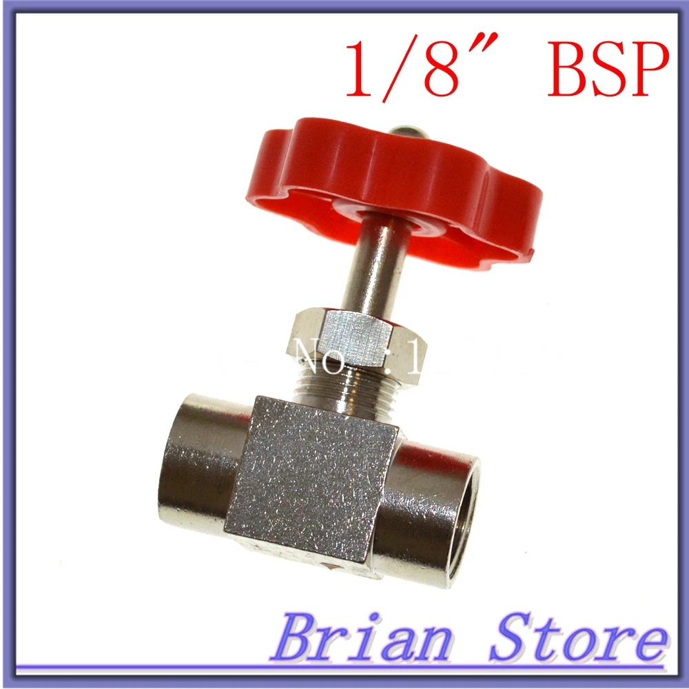 Buy 1/8" BSPP Female Thread Needle Valve Brass Nickel