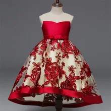 DE PEACH/детское торжественное платье на свадьбу для девочек бальное фатиновое платье принцессы с бантом и цветами для девочек детское платье Vestidos