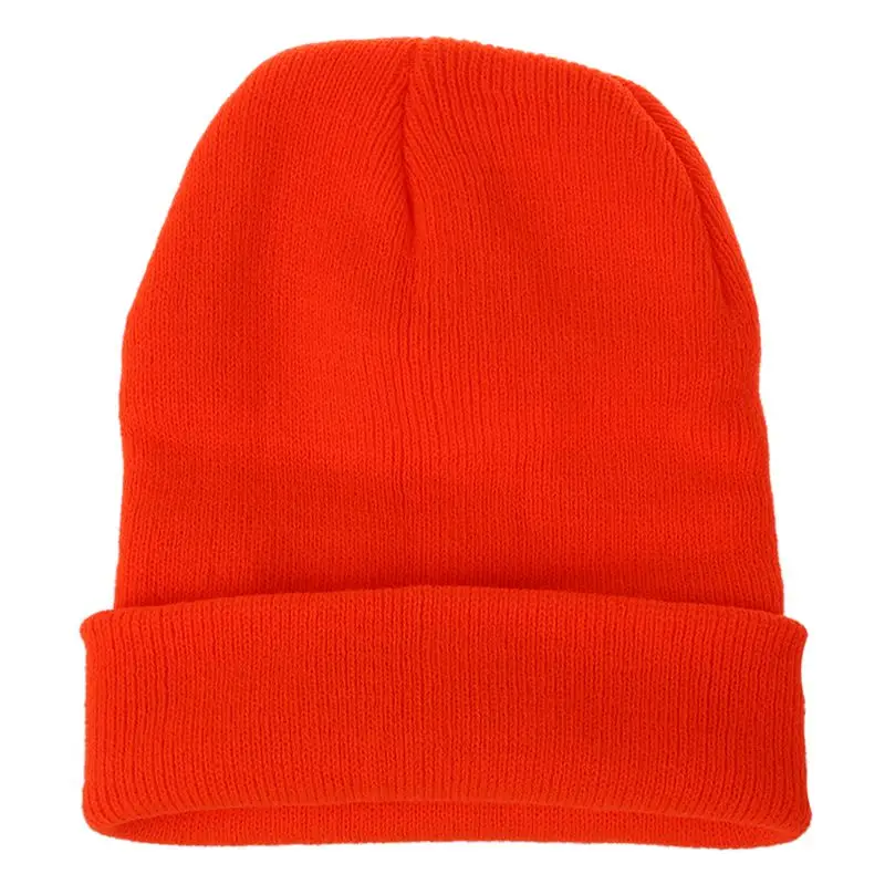 Зимняя шапка вязаная Лыжная шапка теплая шапка(яркая шапка - Цвет: Bright orange