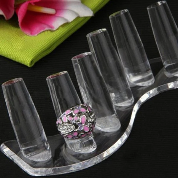 Новый 6 палец S Форма Jewelry Кольцо Дисплей Держатель подставка (прозрачный)|ring display