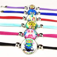 24 шт(смешанные модели) Красочные Сова Мультфильм Красный Розовый Синий Серебряный браслеты для детей очаровательный браслет для девочек цепочное украшение для руки