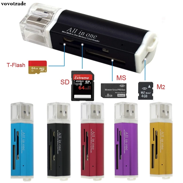 Cheap vovotrade for Micro SD SDHC TF M2 MMC MS PRO DUO All in 1 USB 2.0 Multi Memory Card Reader Drop Shipping Cheap vovotrade for Micro SD SDHC TF M2 MMC MS PRO DUO All in 1 USB 2.0 Multi Memory Card Reader Drop Shipping