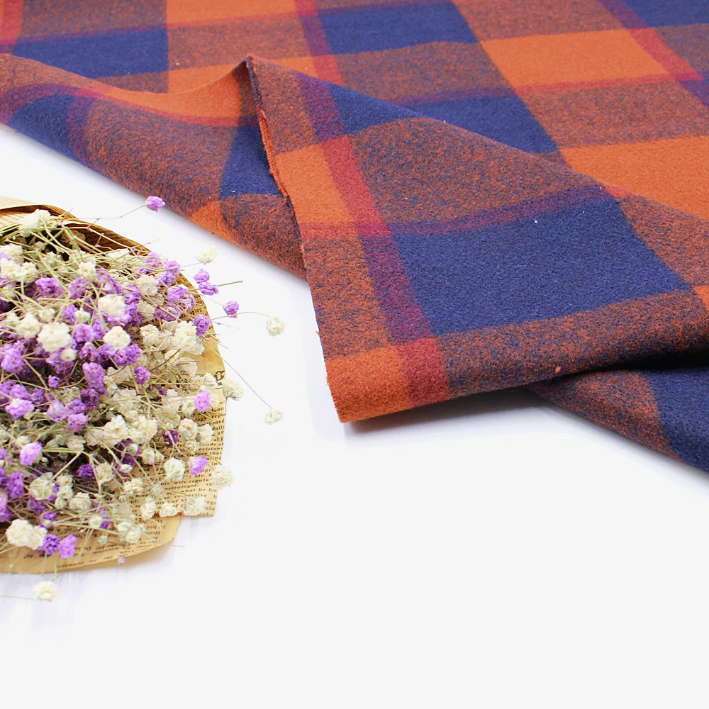 

YLSX Autumn and Winter Double Color Checked Wool Fabric Is Suitable for Woolen Overcoat Skirt Trousers Tablecloth Woolen Fabric