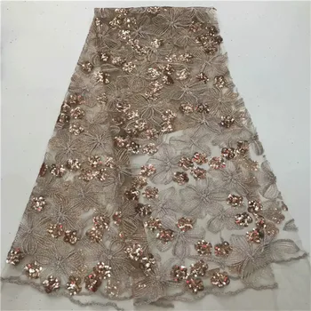 

Gold Paillettes Fabric For Evening Dress African Net Sequins Laces high quality Nigerian Sequin Fabric Fast Free Shipping 5yard