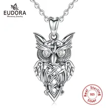 EUDORA 925 пробы серебряная подвеска в форме Совы винтажная Серебряная серия ожерелье с прозрачным CZ кристаллом модное ювелирное изделие для женщин мужчин CYD445