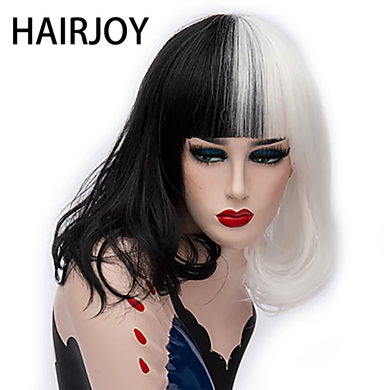 HAIRJOY синтетические волосы для женщин Черный Белый Средний прямой парик 4 цвета