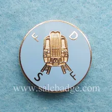Пользовательские Жесткий Эмаль Металл золото поезд логотип голубой цвет Шпильки знак