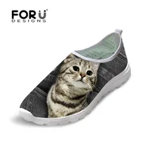 FORUDESIGNS/женские туфли на плоской подошве из джинсовой ткани с животным 3D Симпатичные кошки и собаки модные повседневные кроссовки для девочек удобная женская обувь из сетчатого материала