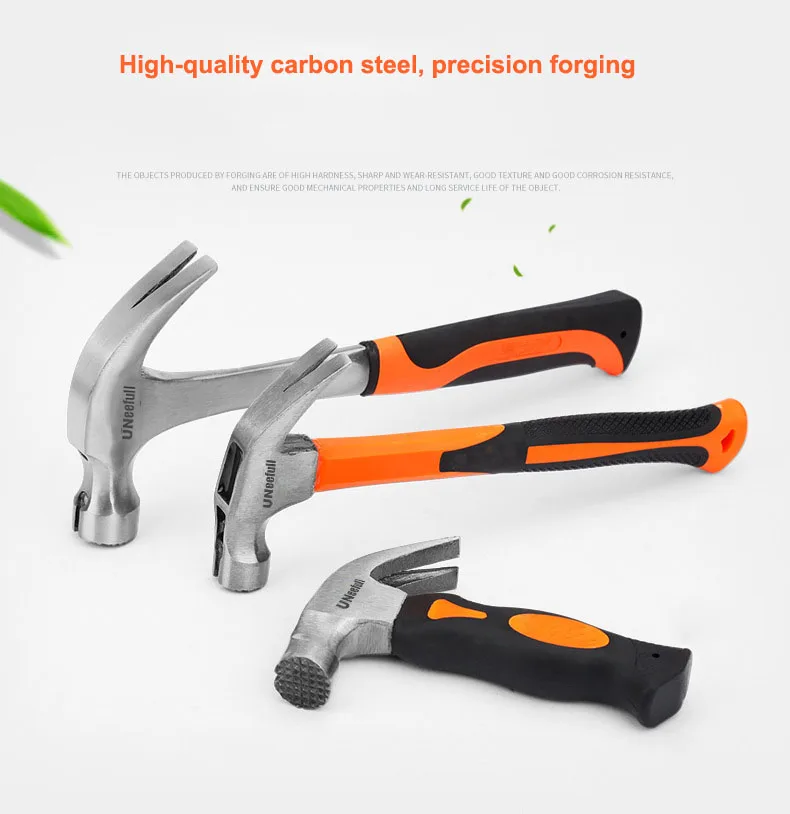 Multi-functional Round Head Rubber Handle Hammer Magnetic claw hammer For woodworking Electronic Household Hand Repair Tool