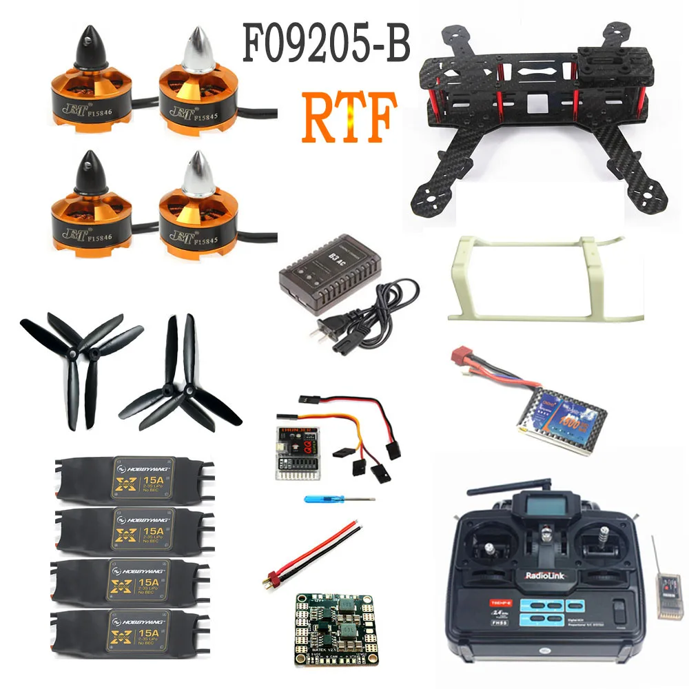 Mini 250 Carbon Fiber Aircraft Frame RTF Kit with Radiolink T6EHP E TX RX Battery Charger