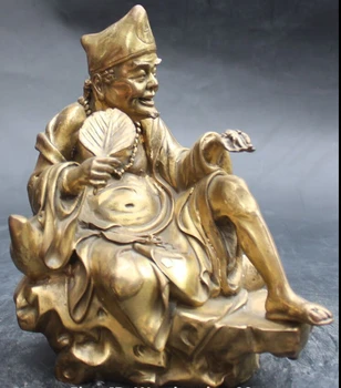 

9" Chinese Bronze Mythology Rohan Arhat Monk Fo Jigong Buddha Sculpture Statue