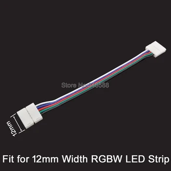 

10PCS 5-pin 12mm Width 2-Way Solderless Strip to Strip Easy Snap Down PCB RGBW Connector 10cm 5Pin Wire Cable Coupler Pigtail