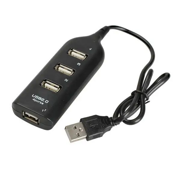 Высокоскоростной мини-сплиттер USB 2,0 с 4 портами, адаптер usb-хаб для ПК, ноутбука, компьютера, черный, можно использовать только индивидуально ► Фото 2/6