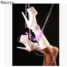 Женственная Дамская обувь ботинки с высоким голенищем 20 см на платформе белый кожаный ботинок модная модель sm Fun Club партии женские пинетки каблук-шпилька