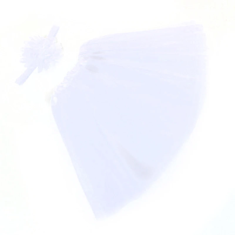 Новинка года; Милая юбка-пачка для маленьких девочек Детские вечерние юбки для балета разноцветные реквизиты для фотосессии+ повязка для волос; аксессуары - Цвет: Белый