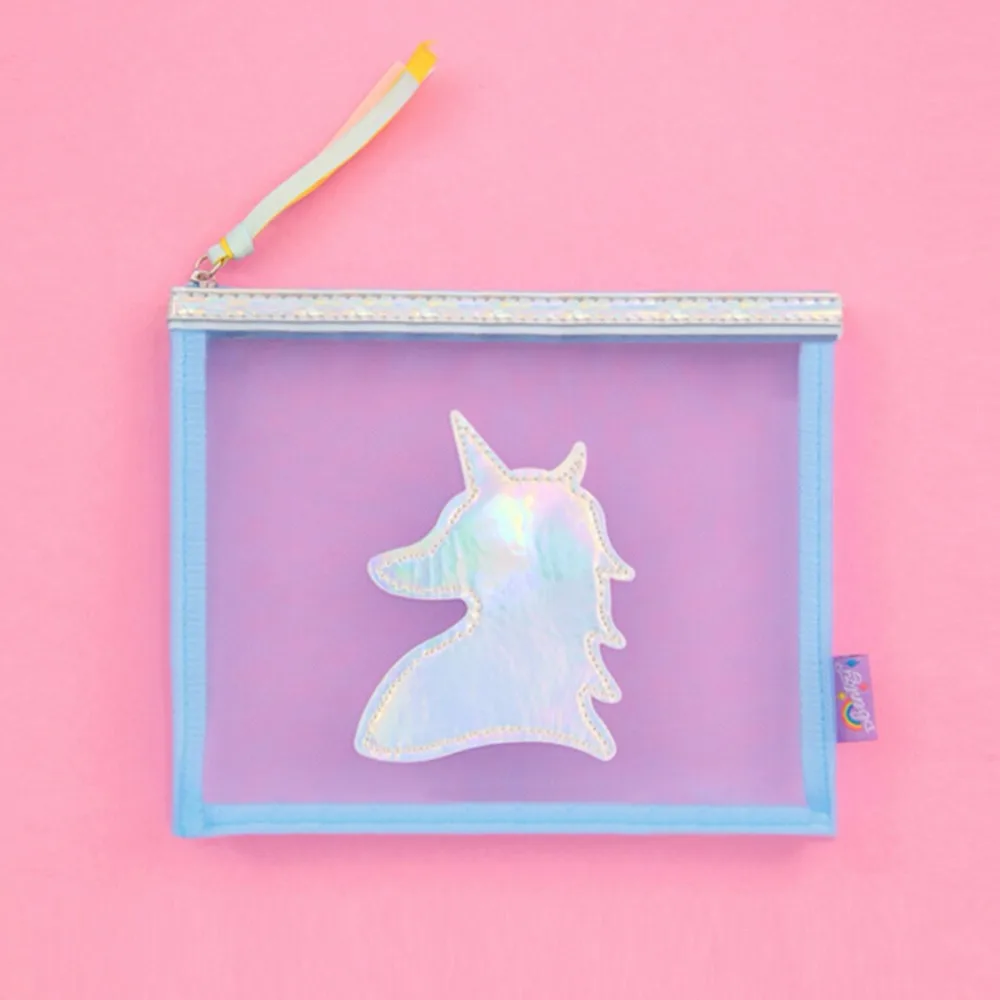 Мультфильм обувь для девочек Макияж сумка хранения Harajuku Лазерная прозрачный пенал для женщин косметический организатор