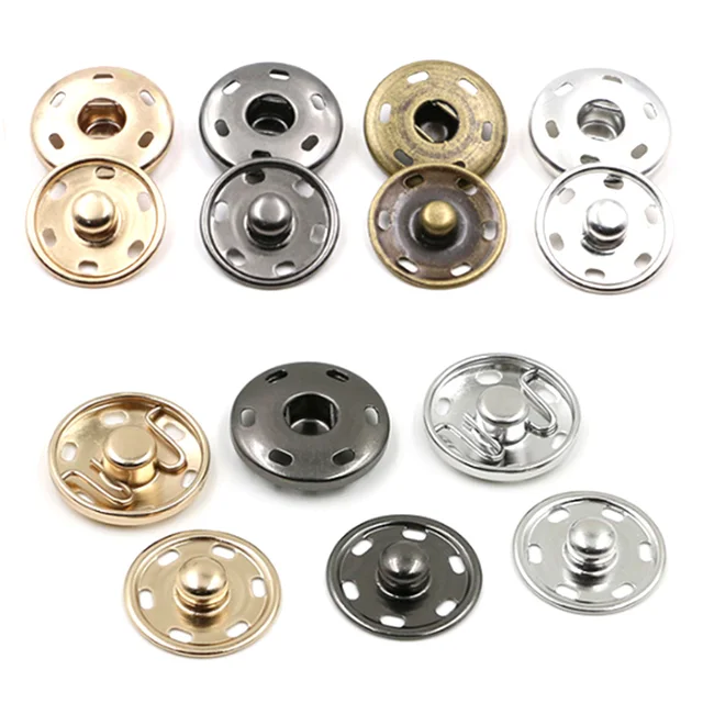 50set/lot Metal Snaps Buttons Press Button Fasteners Black Gold Silver