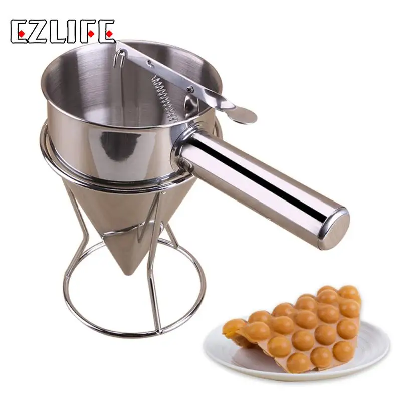 

Stainless Steel Cupcake Waffle Batter Dispenser Funnel Pancake Maker Helper With Rack Home Kitchen DIY Cupcakes Baking Tools