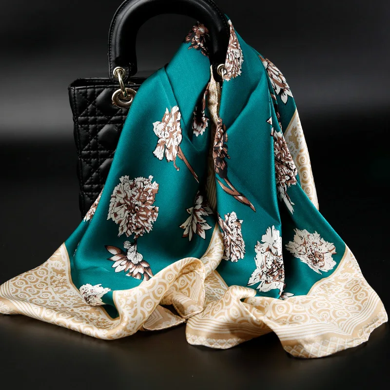 Роскошная ручная работа атласный шелковый шарф шаль обертывания для женщин Дамская мода платок хиджаб платок 90*90 см