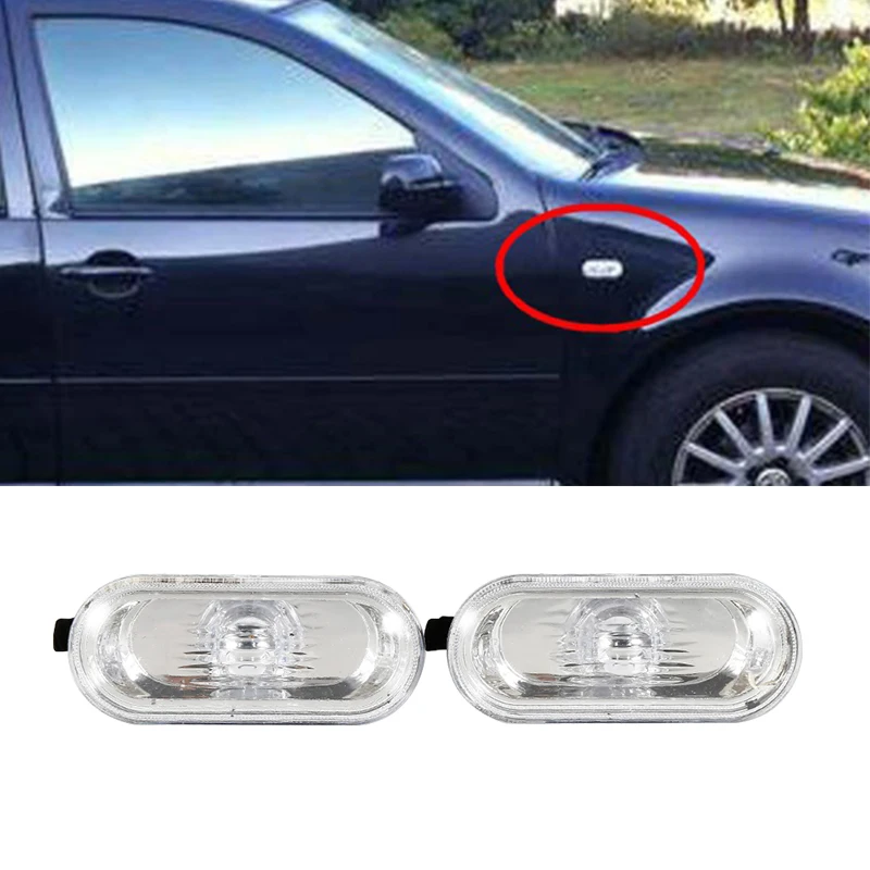 Светодиодный светильник с поворотным сигналом, боковой габаритный светильник, подходит для 2000-2004 Golf/Jetta/Bora MK4, Автомобильный светодиодный светильник s с прозрачными линзами