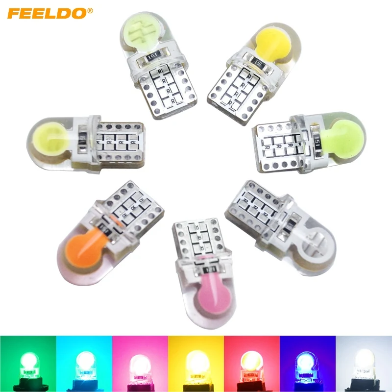 

200PCS 12V 1.5W Car T10 194 W5W COB Silicone Shell Auto Dome LED Light Car Side Wedge Light Lamp 7 Colors #FD-4586
