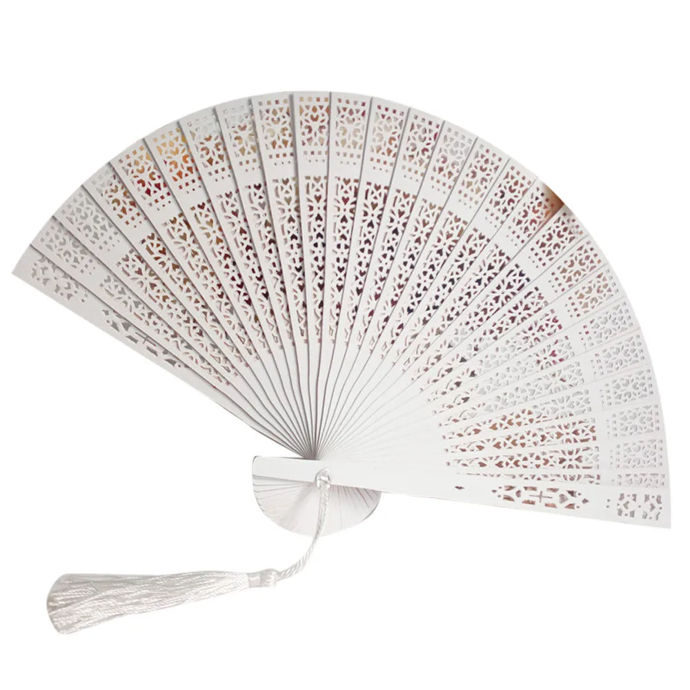 Wedding Hand Fragrant Party Carved Bamboo Folding Fan Chinese Wooden Fan DP 