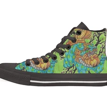 Высокие парусиновые туфли с высоким берцем в стиле вишневого цветения фу; повседневная обувь на плоской подошве; Прямая