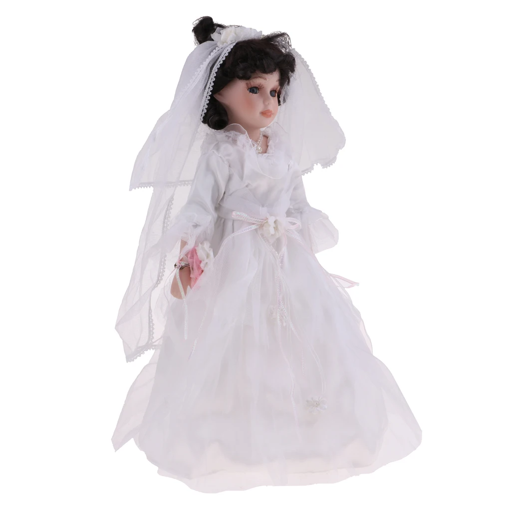 40cm Victorian Porcelain Doll with Wedding Dress White Home Display Decoration Gifts