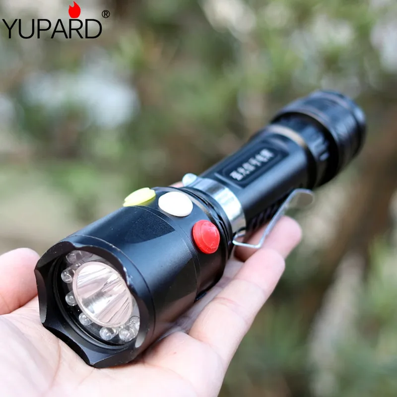YUPARD Q5 светодиодный сигнальный светильник для железной дороги, светильник-вспышка, красный, желтый, зеленый, белый, 7 режимов, 18650 перезаряжаемый, зарядка через USB, Мобильный Внешний аккумулятор