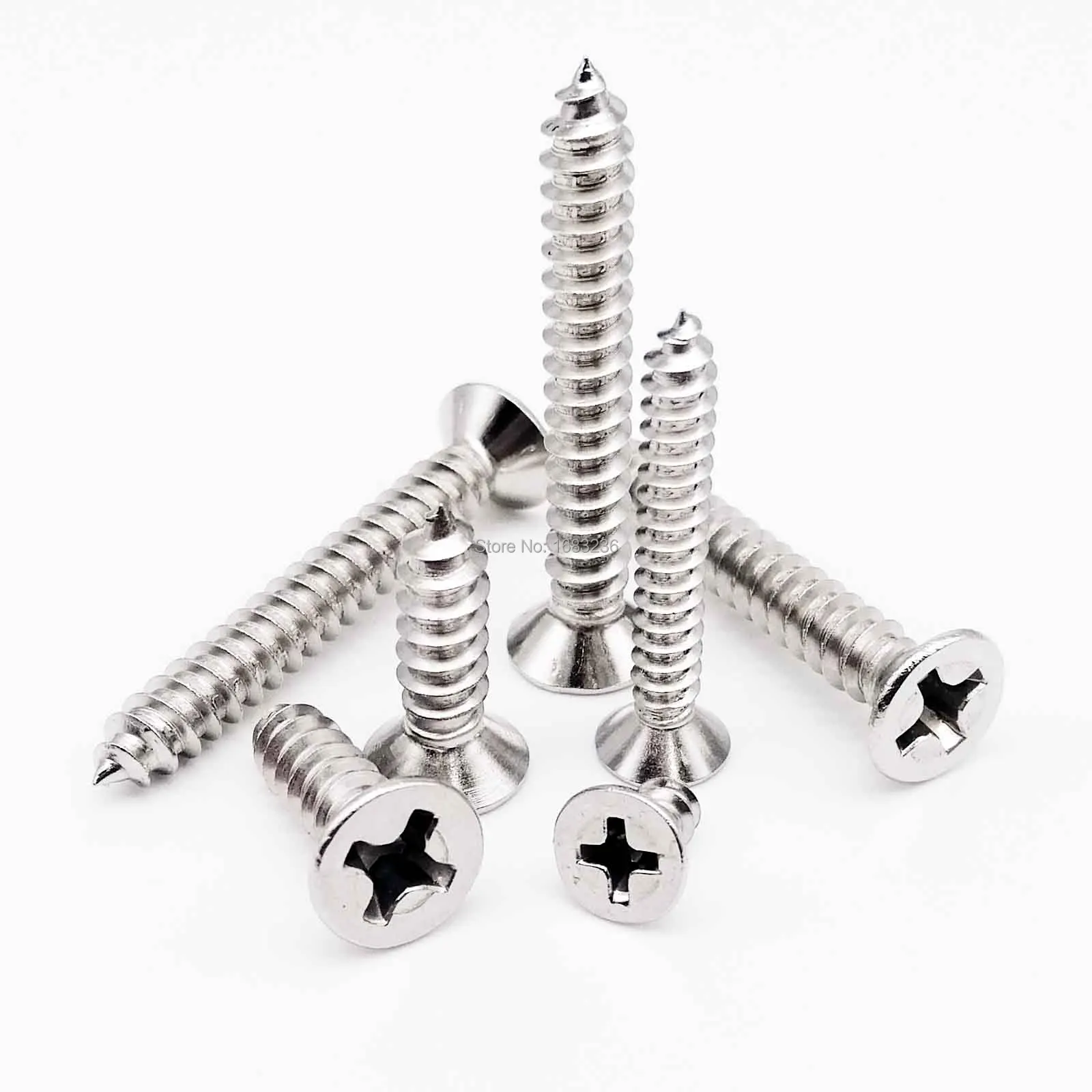 10/50pc M3.5 M3.9 M4.2 M4.8 M5.5 M6.3 304 stainless steel Cross Phillips Flat Countersunk Head Self tapping Furniture Wood Screw