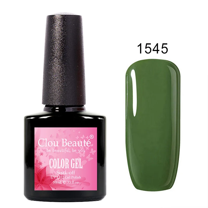 Clou Beaute, 10 мл, зеленый цвет, Гель-лак, впитывающий гель, лак, эмалированный лак, СВЕТОДИОДНЫЙ УФ-лак для ногтей, Полупостоянный УФ-Гель-лак - Цвет: 1545