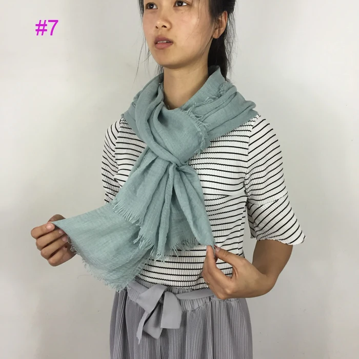 

Hot selling more than 32 color ladies solid color Spring Autumn crinkle solid color scarf wrap shawl dress