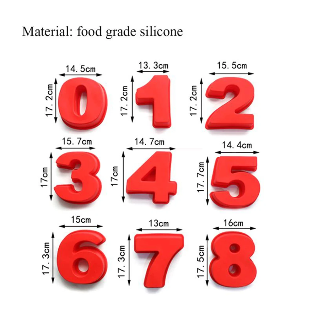 10 дюймов 0-9 силиконовая Цифровая форма для торта, форма для украшения тортов, инструмент для свадьбы, дня рождения, юбилея, форма для шоколада